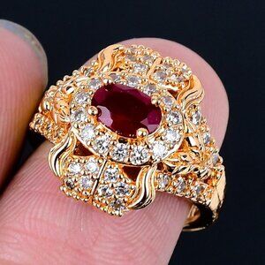 KASHMIR RED RUBY 925 Sterling Silver, Handmade Ring US Size Adjustable